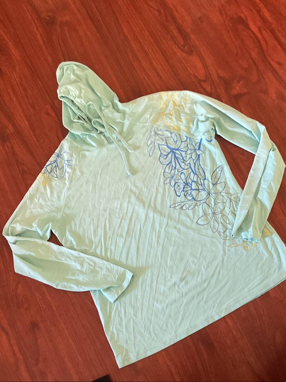 Honolua Light Aqua UV Protection Hooded Top with flower design - 2XL